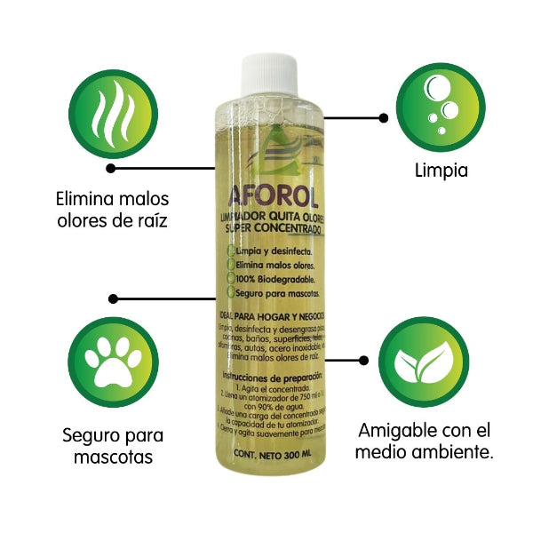 Aforol Concentrado 300 ml + 1 botella atomizadora de 750 ml para rellenar.