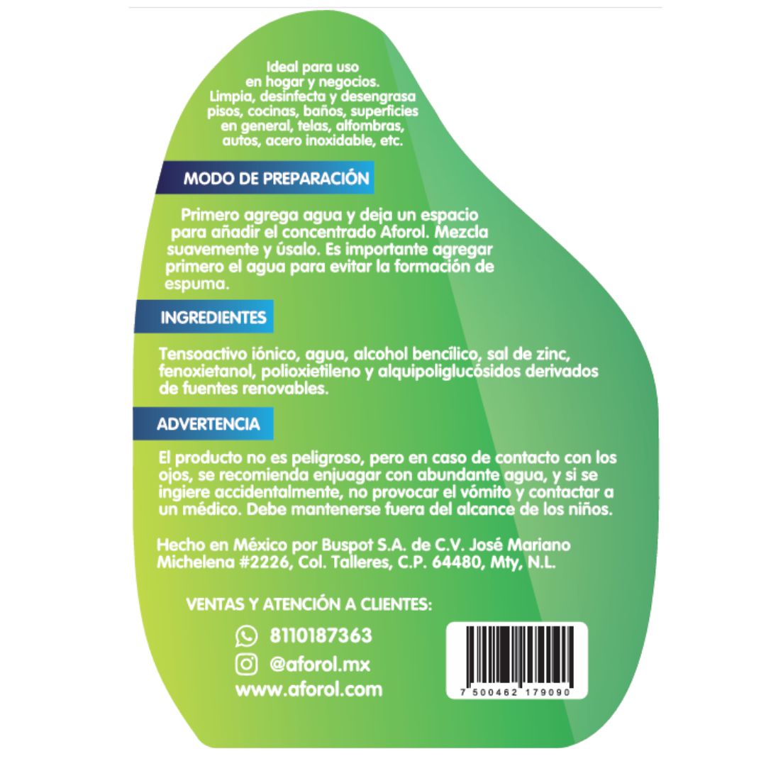 Aforol Concentrado 300 ml + 1 botella atomizadora de 750 ml para rellenar.